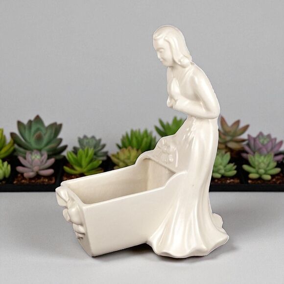 Vintage Royal Haeger Woman and Cradle Planter: Mid-Century Modern Ceramic Decor - Picture 1 of 7